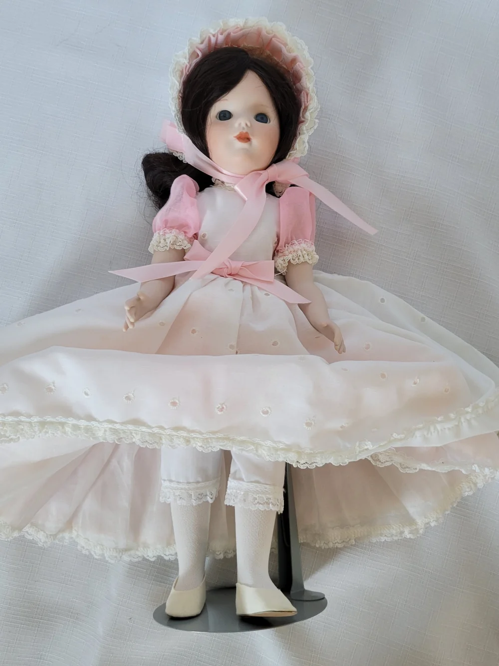Vintage Marjorie Spangler Doll in Pink Dress and Bonnet